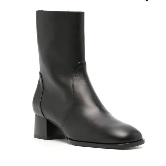STUART WEITZMAN Black Leather Nola Zip Ankle Boots - Picture 3 of 10